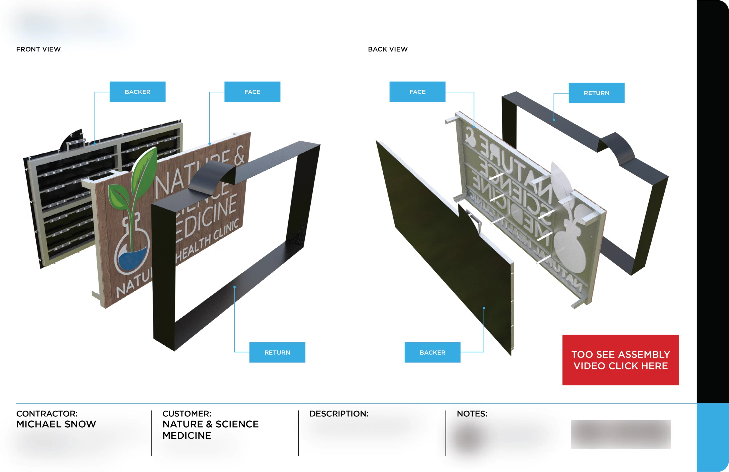 Signage Production Process Best Practices: From Design to Fabrication - Technical Assembly for Nature & Science Medicine Sign by The Sign Pack