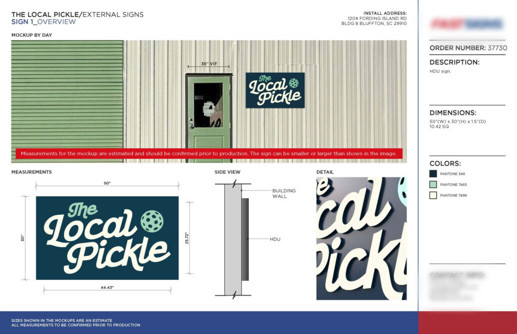 External sign design using HDU material for The Local Pickle - Powered by The Sign Pack - Latest Signage Technology: Hidden Features Every Sign Company Should Know