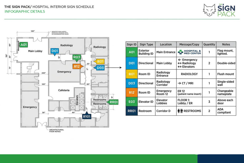 The Anatomy of a Complex Signage System: How to Avoid Project Failure 5 Hospital Sign Schedule Example - The Sign Pack
