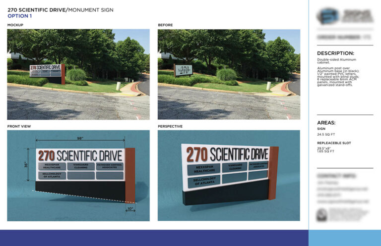 Monument Sign Example for 270 Scientific Drive Powered by The Sign Pack Empower sign companies with production-ready design solutions built on industry standards, technical accuracy, and real-world logic.