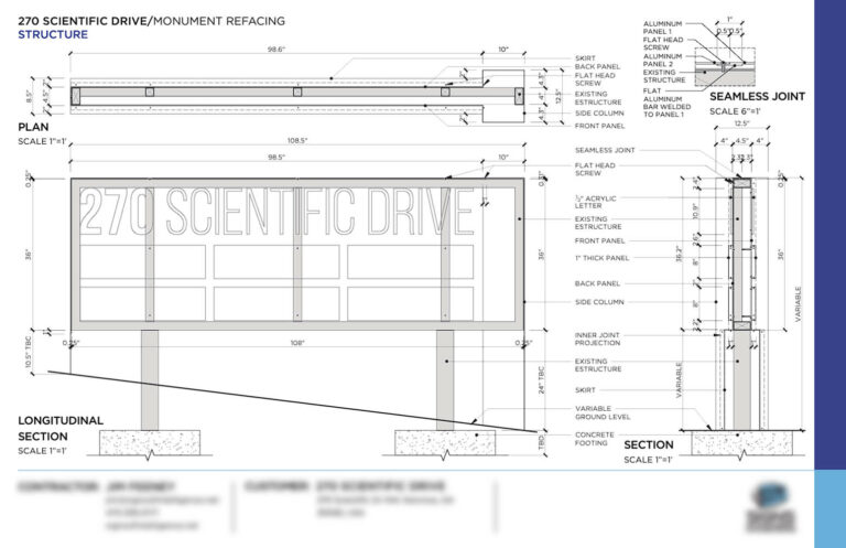 Technical Detail for Monument Sign 270 Scientific Drive Powered by The Sign Pack Empower sign companies with production-ready design solutions built on industry standards, technical accuracy, and real-world logic.