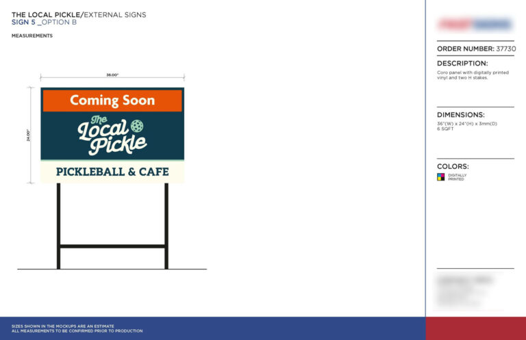 Brand Signage Implementation: How Brands Maintain Signage Consistency Across Every Location 7 Signage Standard for The Local Pickle External HDU dimensional sign design layout for The Local Pickle storefront Powered by The Sign Pack 04 Empower sign companies with production-ready design solutions built on industry standards, technical accuracy, and real-world logic.